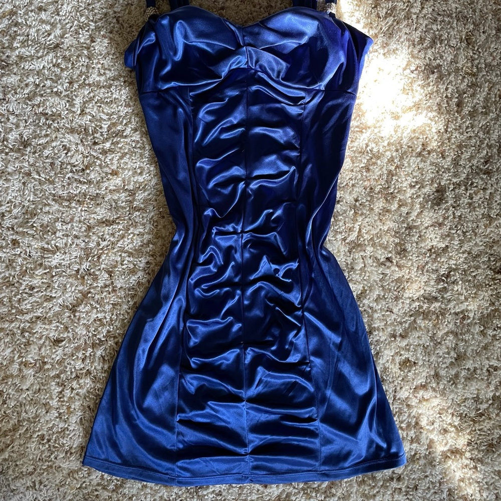 Vintage Pretty Silky Lovetease Blue Mini Dress